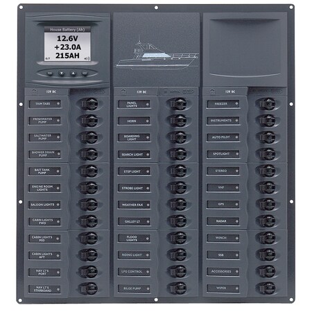 Bep Marine Cruiser Series DC Circuit Breaker Panel w/Digital Meters 36SP DC12V NC36L-DCSM